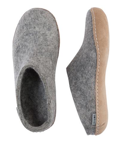 Glerup Slipper Grey Leather Sole