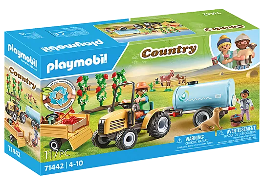 Playmobil Tractor With Trailer And Water Tank