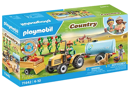 Playmobil Tractor With Trailer And Water Tank