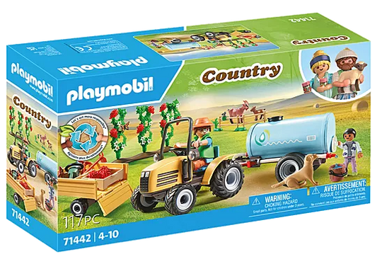 Playmobil Tractor With Trailer And Water Tank