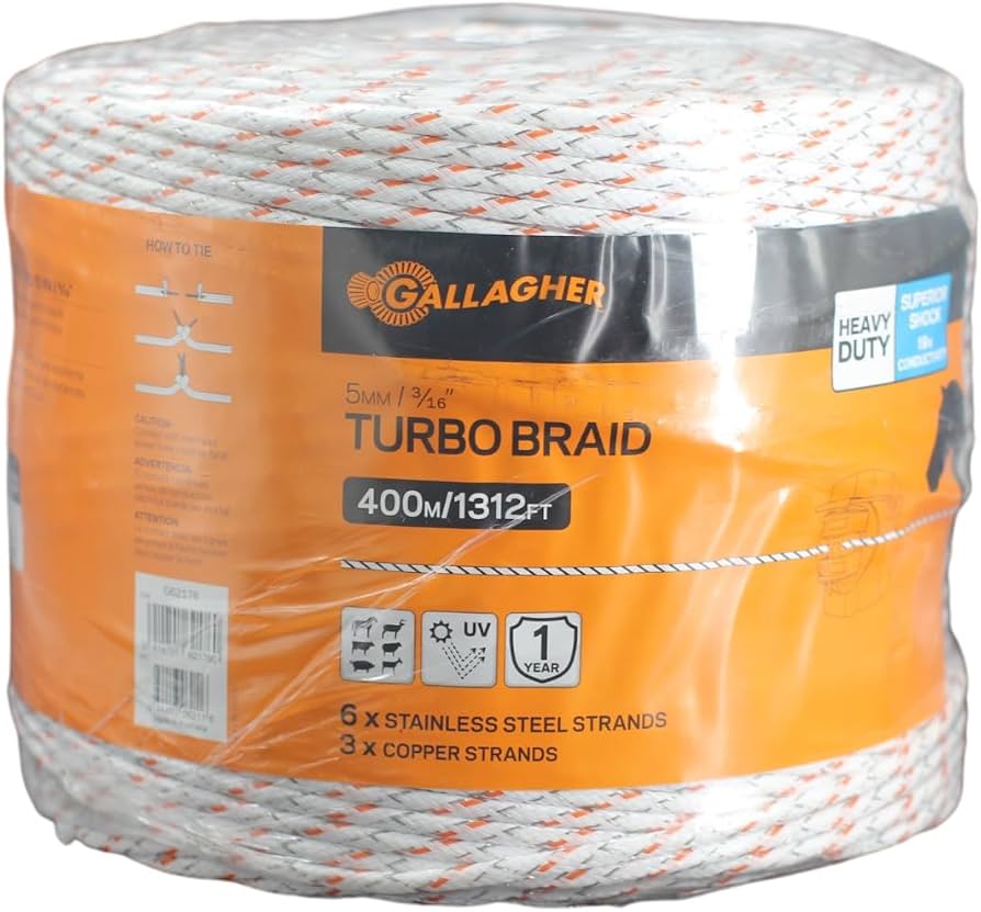Wire Turbo Equine Braid 400M White 1312' 3/16"