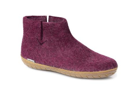 Glerup Slipper  Cranberry  Leather Sole