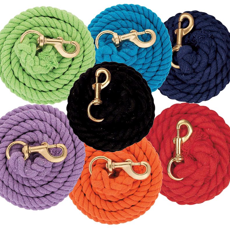 Horse  Colored Cotton Lead Ropes Sb 225 Snap Solid