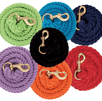 Horse  Colored Cotton Lead Ropes Sb 225 Snap Solid